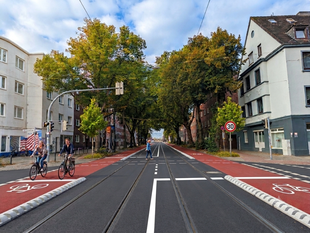 KI Visualisierung der Friedrich-Ebert-Straße.